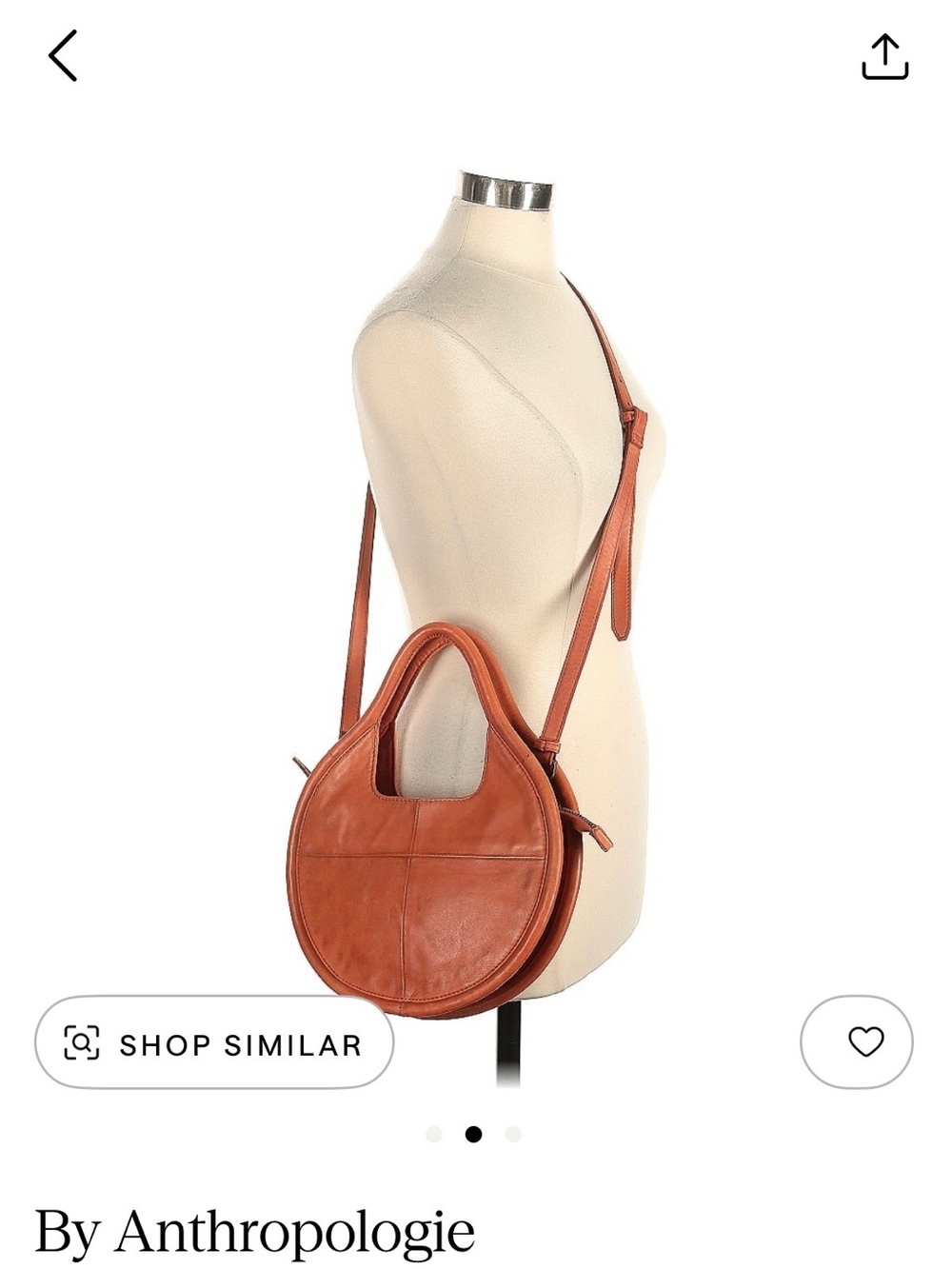 Anthropologie Tan Crescent Leather Shoulder Bag
